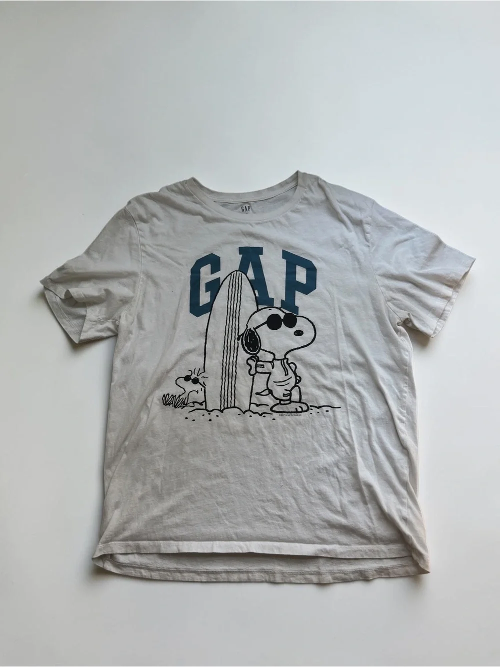 GAP White Tee with Navy GAP & Snoopy Surf Graphic